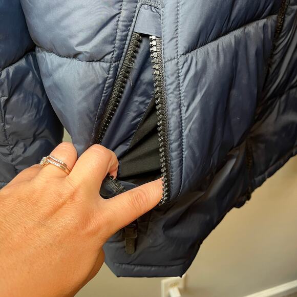 Levi's Men's Full Zip Winter Hooded Puffer Jacket Coat Navy Blue Size Large - Picture 3 of 10